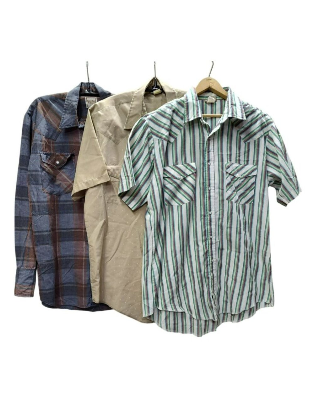 3 Pearl Snap Western Shirts, Mens Large, Saddlebrook Western Plains, Lightweight